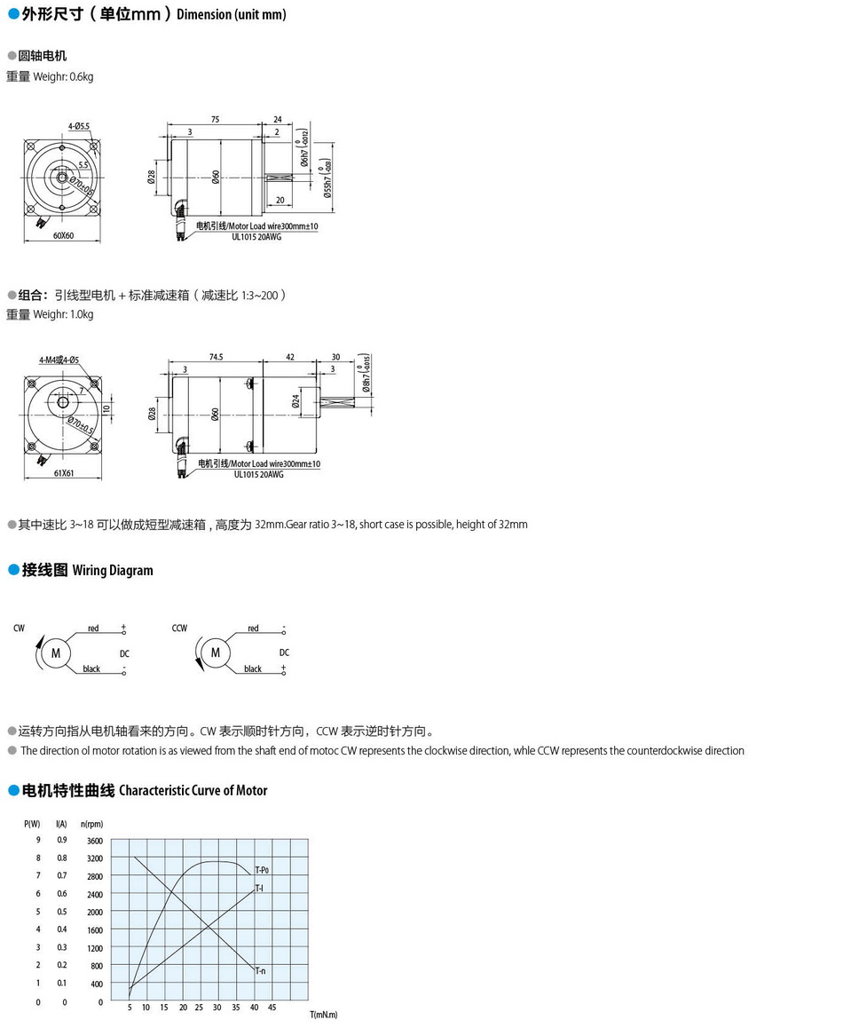 有刷直流電機(jī)尺寸